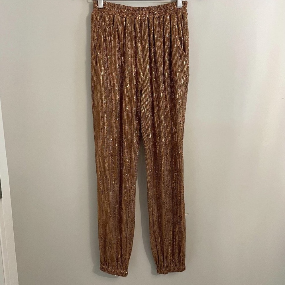 Tan sequined joggers